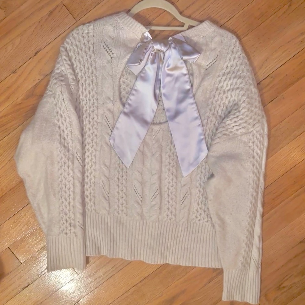 Express Cream Tie-In-Back Knit Sweater - XL - Picture 11 of 15